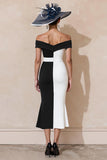 Black and White Mermaid Off The Shoulder Mother Of The Bride Dress