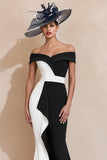 Black and White Mermaid Off The Shoulder Mother Of The Bride Dress
