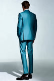 Peacock Blue Peak Lapel 3 Piece Men's Suits