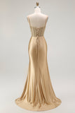 Red Mermaid Spaghetti Straps Corset Pleated Ball Dress with Slit