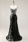 Sparkly Black Silver Mermaid Strapless Sequin Corset Strapless Long Ball Dress