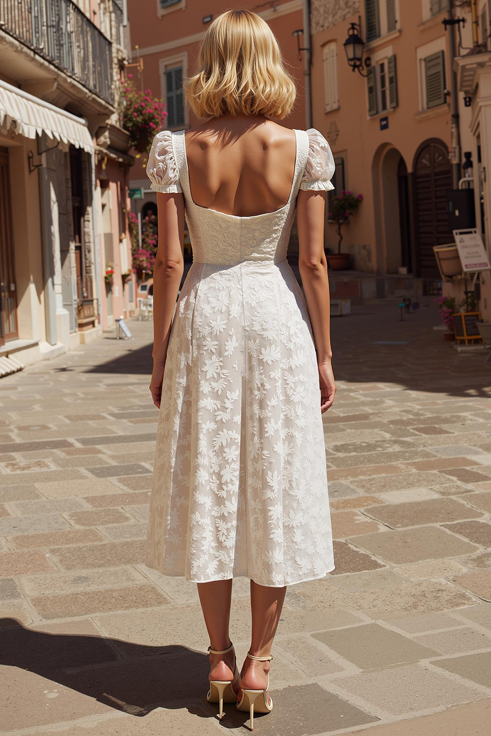 Zapaka Women Ivory Wedding Dress A Line Lace Appliqued Short Sleeve Courthouse Wedding Dress ZAPAKA NZ Zapaka Women Ivory Wedding Dress A Line Lace Appliqued Short Sleeve Courthouse Wedding Dress ZAPAKA NZ