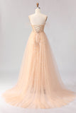 Sparkly Champagne Mermaid Corset Sequin Long Ball Dress with Beading