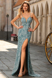 Pink Beaded Floral Mermaid Backless Long Ball Dress with Slit