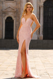 Mermaid Beaded Grey Green Backless Floral Long Ball Dress with Slit