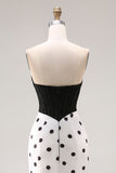 Black and White Polka Dots Sweetheart Mermaid Long Corset Ball Dress