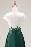 White Green A Line V Neck Appliqued Mother Of The Bride Dress