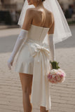 Sweetheart Ivory Bodycon Short Wedding Dress (without Gloves)