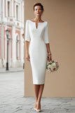 Ivory Boat Neck Mermaid Long Engagement Dress with Sleeves