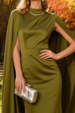 Olive High Neck Mermaid Long Formal with Cape