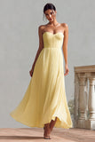Daffodil Pleated Strapless Corset Long Formal Dress