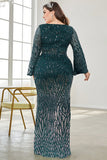 Black Sequin V-Neck Plus Size Mother of the Bride Dress
