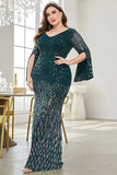 Black Sequin V-Neck Plus Size Mother of the Bride Dress