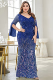 Black Sequin V-Neck Plus Size Mother of the Bride Dress