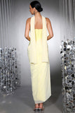 Strapless Yellow Sheath Convertible Corset Formal Dress with Neck Scarf