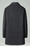Dark Grey Lapel Single Breasted Long Men's Winter Coat
