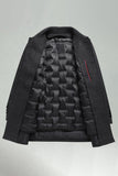 Dark Grey Lapel Single Breasted Long Men's Winter Coat