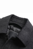 Dark Grey Lapel Single Breasted Long Men's Winter Coat