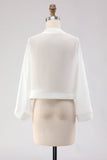 White Open Front Short Chiffon Shawl Wraps