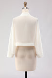 White Open Front Short Chiffon Shawl Wraps