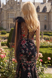 Black Mermaid One Shoulder Sequins Long Ball Dress with Bowknot