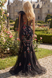 Black Mermaid One Shoulder Sequins Long Ball Dress with Bowknot