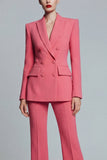 Coral Peak Lapel 2 Piece Slim Fit Double Breasted Prom Suits