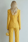 Peak Lapel 2 Piece Yellow Slim Fit One Button Prom Suits