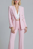 2 Piece Pink Peak Lapel Double Breasted Slim Fit Prom Suits