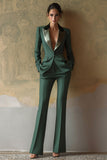 Dark Green Slim Fit 2 Piece Peak Lapel Single Breasted Prom Suits