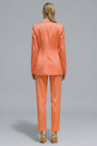 Orange Notched Lapel 2-piece One Button Women's Work Suits