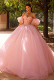 Sparkly Pink Off The Shoulder Ball-Gown Corset Quinceanera Dress