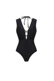 Black 3 Piece Cut Out Swimsuit with Beach Skirt