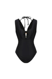 Black 3 Piece Cut Out Swimsuit with Beach Skirt