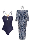 Navy 2 Piece Spaghetti Straps Swimsuit