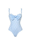 Blue 2 Piece Printed Spaghetti Straps Swimsuit with Bow