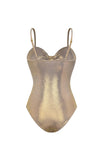 Metallic Golden Cut Out 4 Piece Swimsuit