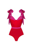 2 Piece Red Bowed Swimsuit with Beach Skirt