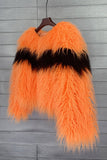 Shearling Faux Fur Coat Orange Thickened Women Coat