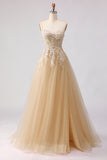 Sparkly A-Line Beaded Corset Peach Sequin Long Tulle Ball Dress with Slit