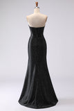 Black Mermaid Sweetheart Beaded Corset Long Ball Dress with Slit