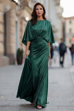 Burgundy Chiffon Mermaid Ruched Mother of the Bride Dress with Sleeve