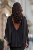 Black Ruched Mermaid Mother of the Bride Dress with Half Sleeve