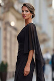 Sage Green One Shoulder Chiffon Ruched Mermaid Mother of the Bride Dress with Sleeve
