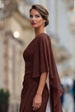 Sage Green One Shoulder Chiffon Ruched Mermaid Mother of the Bride Dress with Sleeve