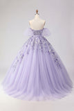 Off the Shoulder Appliqued Ball Gown Blush Quinceanera Dress