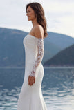 Ivory Sweetheart Mermaid Sweep Train Wedding Dress with Sleeves
