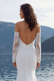 Ivory Sweetheart Mermaid Sweep Train Wedding Dress with Sleeves