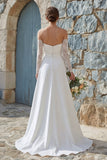 Ivory A-Line Strapless Long Chiffon Wedding Dress with Slit