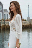 Ivory Mermaid Appliqued Satin Wedding Dress with Court Train